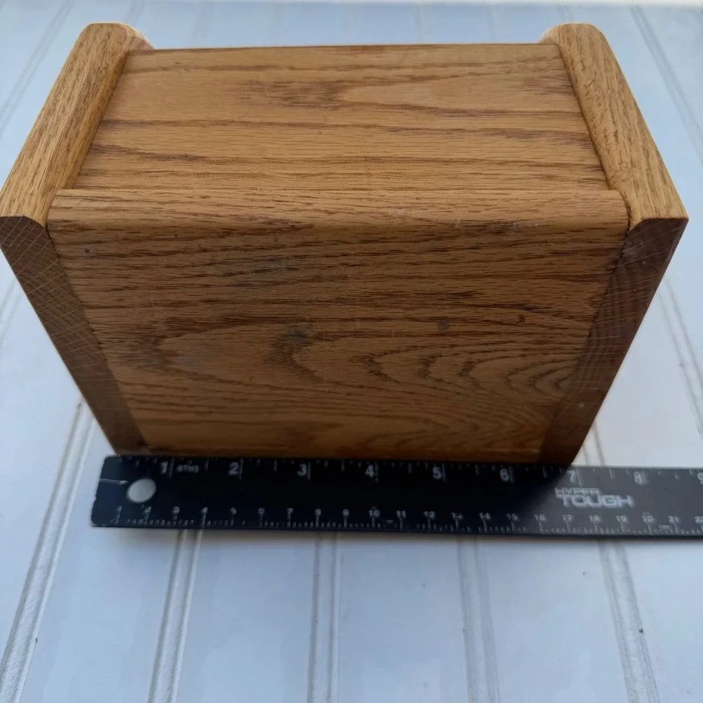 Vintage Solid Oak Wood 3 Slot Remote Control Holder Mail Organizer Caddy